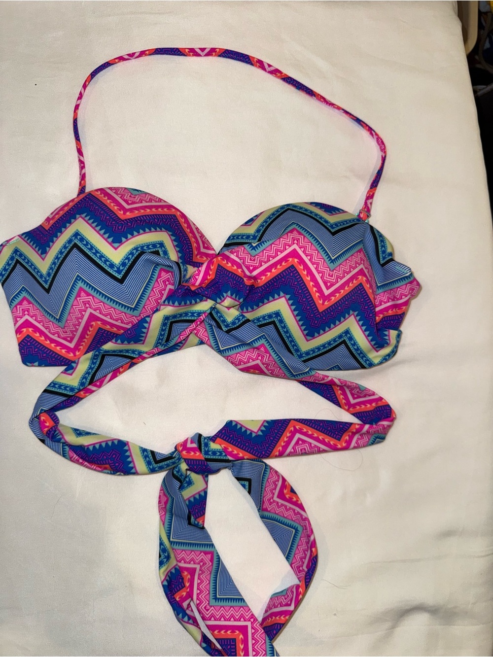 Victoria Secret padded Chevron Print Bandeau Bikini Top - Pink, Blue, Green
